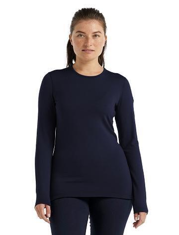 Une pièce Icebreaker Merino 260 Tech Long Sleeve Crewe Thermal Top Femme Bleu Marine | FR 1761VRWD